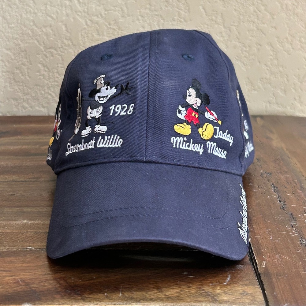 Disney Parks Mickey Mouse Timeline Embroidered Disneyland Resort Strapback Hat